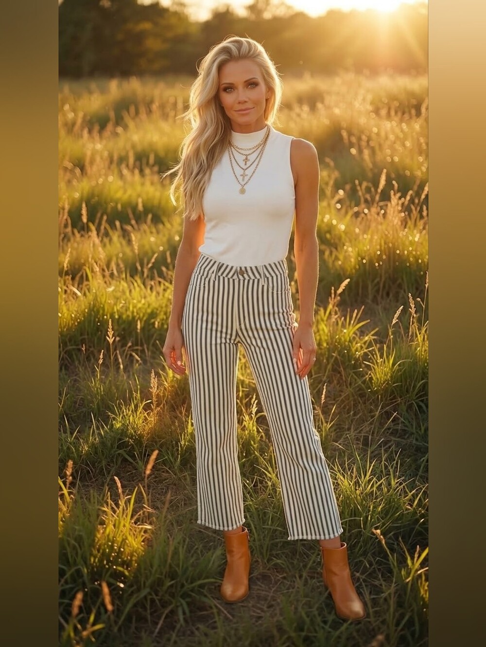 Maison Hotel Jack Pant White Stripe Cropped Wide Leg Boho XS